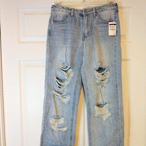 BP Women's High Rise Distressed Baggy Jeans Size 27